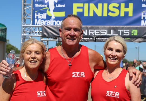 Members of Star Running Club are all smiles after completing the Strabane Lifford Half Marathon on Sunday.