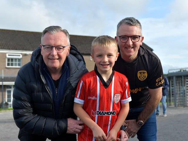Fans arrive at the Brandywell Stadium for Derry City’s Europa Conference game against KuPs FC on Thursday evening. Photo: George Sweeney. DER2330GS -