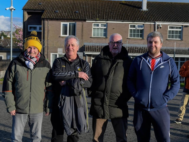 Derry City fans at the Brandywell on Friday evening. Photo: George Sweeney
