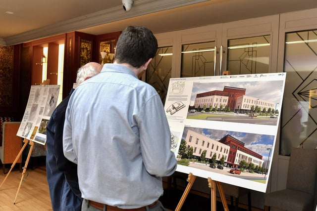Project designs for the WHSCT’s development proposal for a Cityside Health and Care Centre, at the former Fort George site, displayed at an public Consultation Event held in Da Vinci’s Hotel. Photo: George Sweeney