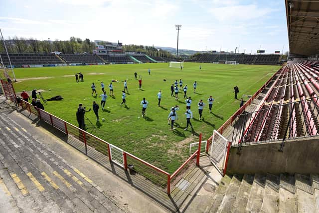 A general view of during a Derry City training session at Find Insurance Celtic Park in Derry. Photo by Stephen McCarthy/Sportsfile