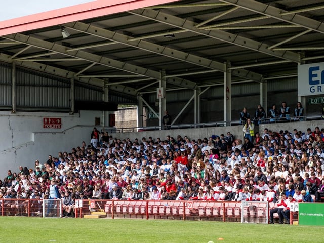 Participants at the Derry Diocese Fan The Flame annual Mass 2025 in Celtic Park.