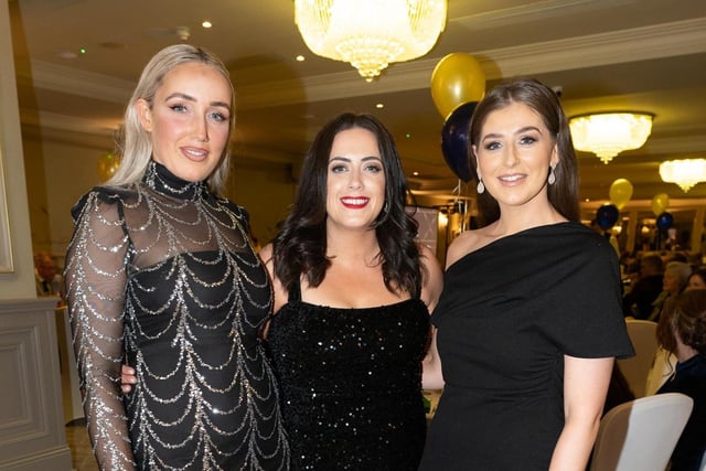 Loise O'Haygen, Denise Doherty and Catherine McGowan, Haven Beauty at the Carndonagh Traders Business and Community Awards in the Ballyliffen Lodge Hotel on Saturday night last. Photo Clive Wasson.