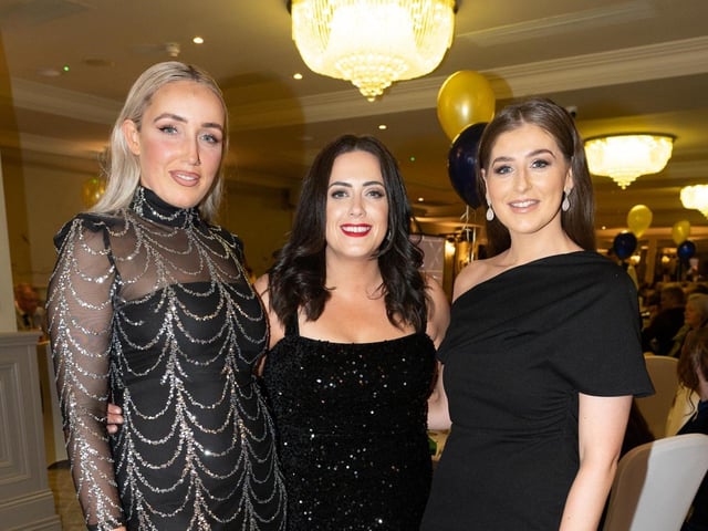 Loise O'Haygen, Denise Doherty and Catherine McGowan, Haven Beauty at the Carndonagh Traders Business and Community Awards in the Ballyliffen Lodge Hotel on Saturday night last. Photo Clive Wasson.