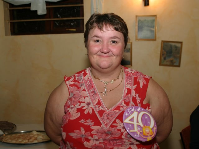 Mary Simpson enjoying her 40th birthday.