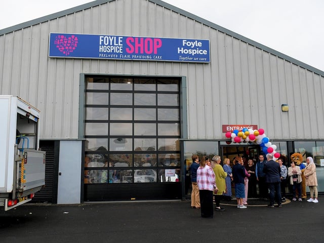 The exterior of the newly opened Foyle Hospice Shop in Pennyburn Industrial Estate. Photo: George Sweeney