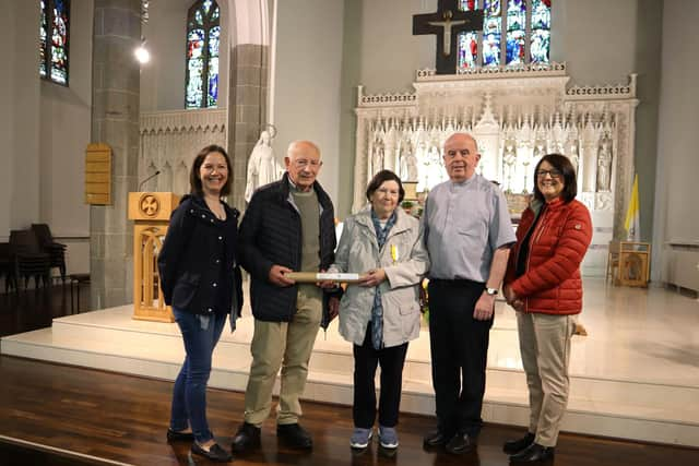 Fr. Carney with Stephen Clancy, Helen Clancy and their daughters Bríd & Sharon.