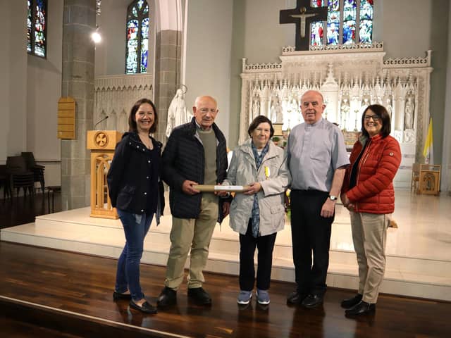Fr. Carney with Stephen Clancy, Helen Clancy and their daughters Bríd & Sharon.