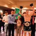 Connor Coyle and his team celebrate as he moves to 19-0 in Florida following his dominant victory over Cristian Rios at the Hilton Carillon in Saint Petersburg.