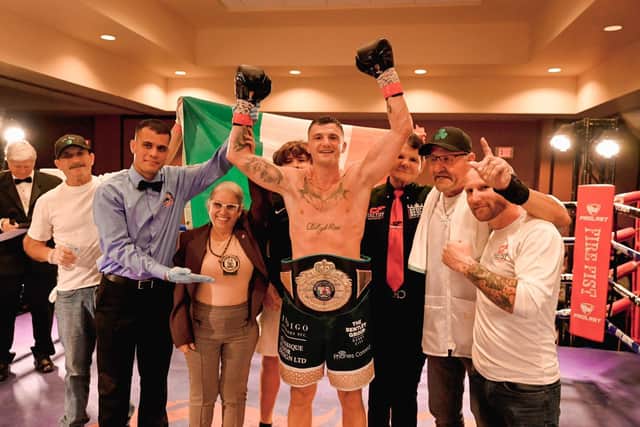 Connor Coyle and his team celebrate as he moves to 19-0 in Florida following his dominant victory over Cristian Rios at the Hilton Carillon in Saint Petersburg.