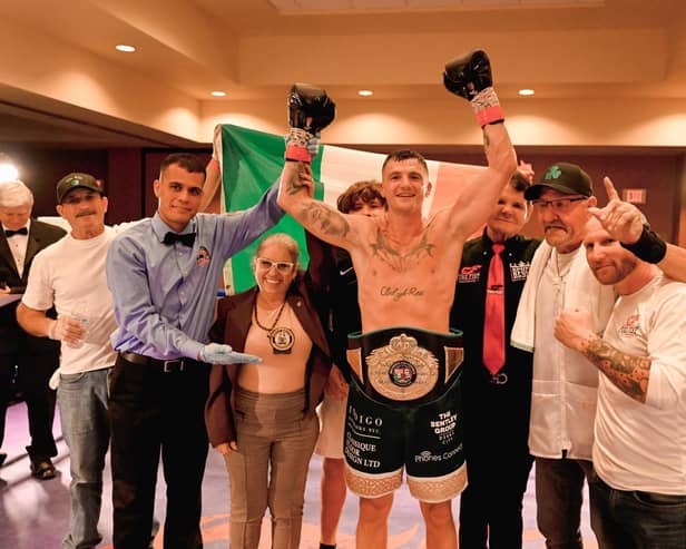 Connor Coyle and his team celebrate as he moves to 19-0 in Florida following his dominant victory over Cristian Rios at the Hilton Carillon in Saint Petersburg.