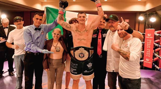 Connor Coyle and his team celebrate as he moves to 19-0 in Florida following his dominant victory over Cristian Rios at the Hilton Carillon in Saint Petersburg.