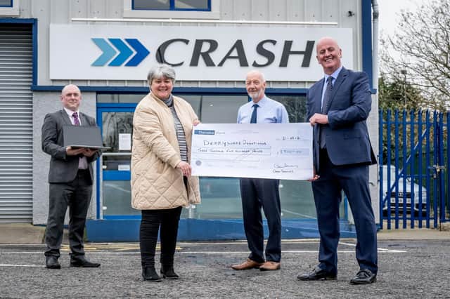 Photo from left to right: Eoghan Barr (Derryware Donations), Nuala Griffiths (New2You), Sean McLaughlin (CRASH Services) and Paul Cooney (CRASH Services).