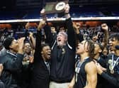 WCA Head Coach, Ronan O'Leary celebrates his side's Connecticut State Championship victory over Bloomfield.