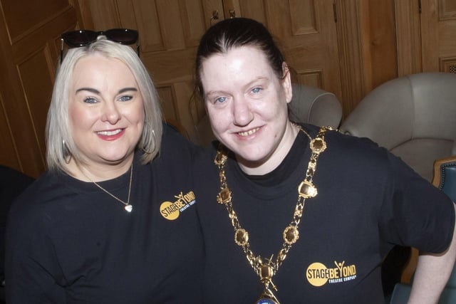 Stage Beyond’s award-winning Inspirational Board Chairperson Bernie Shiels pictured with the Mayor Councillor Sandra Duffy who hosted a special reception in the Guildhall on Tuesday. 