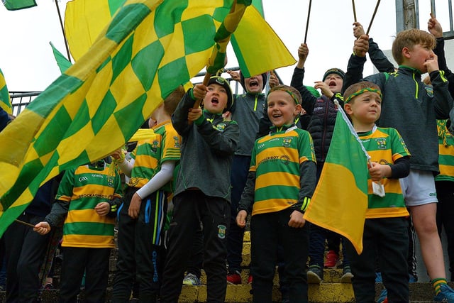 Young fans of Glenullin at Sunday’s IFC final against Drumsurn at Celtic Park.  Photo: George Sweeney.  DER2243GS – 030