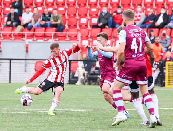 Evan McLaughlin in action for Derry City prior to his successful loan spell with Coleraine in the Irish League. (Photo: Kevin Moore)