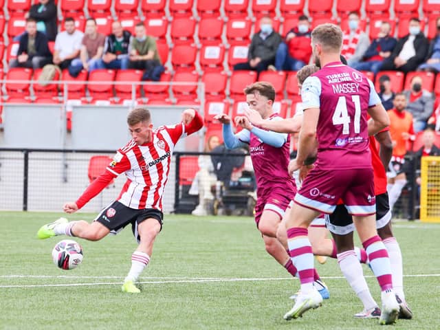 Evan McLaughlin in action for Derry City prior to his successful loan spell with Coleraine in the Irish League. (Photo: Kevin Moore)