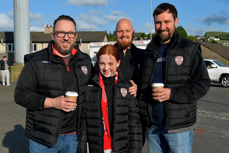 Fans arriving for the Derry city versus Dundalk game at the Brandywell Stadium on Monday evening. Photo: George Sweeney.  DER2320GS – 30