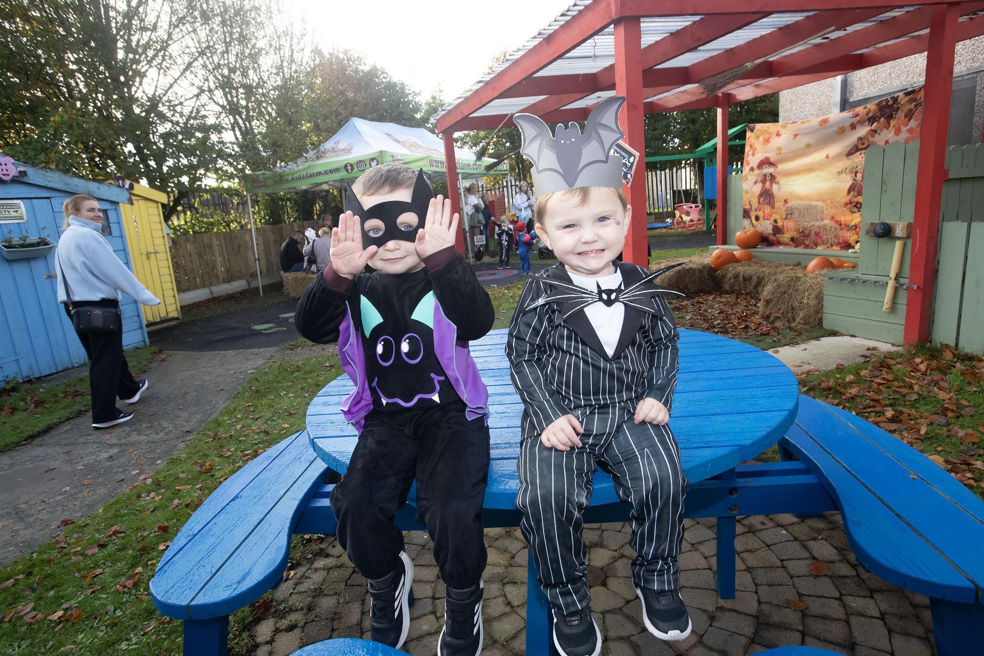 Barra and Lochlann pose for a photo at CPTT (Creggan) during the Halloween Celebrations last week. (Photos: Jim McCafferty Photography)