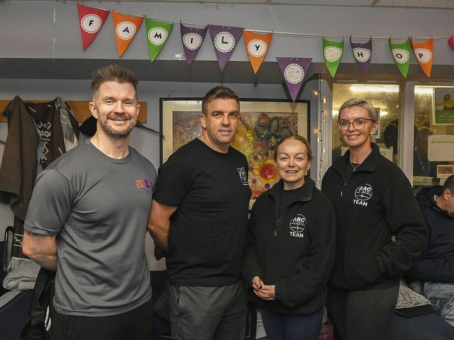 Conor Bradly, Mo Mahon, Maggs Campbell and Edele Moore attended the Depaul Foyle Haven Coffee Morning on Friday morning. The event was held to raise awareness of Depaul's Home for Christmas campaign and Homeless Awareness Week. Photo: George Sweeney