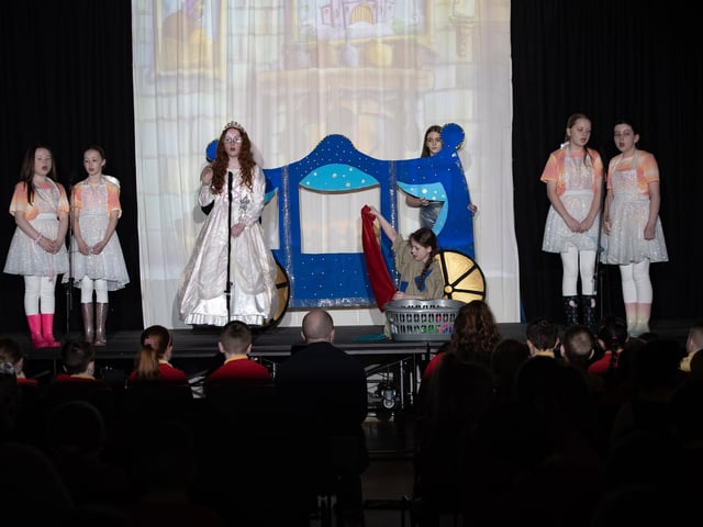 One of the many magnificent scenes from the Steelstown PS P7 show 'Cinderella Rockerfella.'