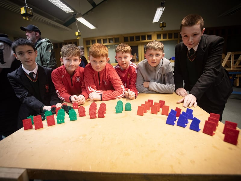 St. Joseph's students Cahen O'Kane and Nathan Gibson showing some of the visiting P7s around the ICT Department at St. Joseph's Boys School on Tuesday evening.