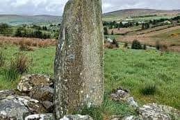 The Aghascrebagh ogham stone near Greencastle in the Sperrins. The stone is believed to have been erected around 300-400AD. It is one of the only examples of Ogham writing - an early Irish alphabet - in Ulster.