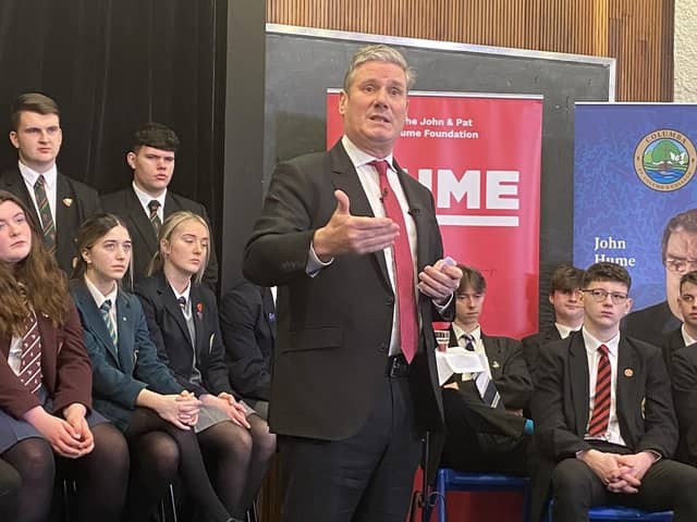 The British Labour Party leader Keir Starmer during a visit to St. Columb's College last year.