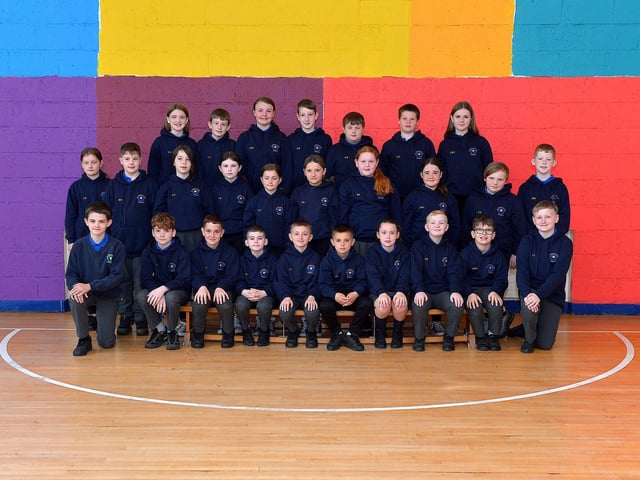 Mrs Doherty’s P7 leavers class at St Therese's Primary School. Photo: George Sweeney. DER2321GS – 92