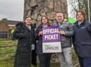 Health workers on the picket line at Altnagelvin on Thursday, including, on left,  Carmen Brady-James, and, second from right, John Quinn.