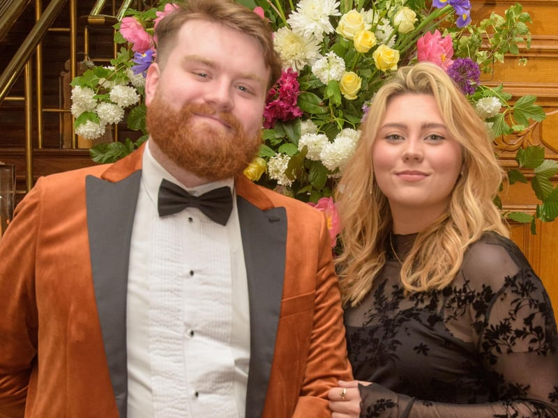 The Mayor Councillor Patricia Logue hosted the annual Mayor’s Ball in the Guildhall in aid of her crossed Charities the Foyle Hospice and Ryan McBride Foundation. Pictured at the event are guests, Rossa Smallman and Hannah Neely. Picture Martin McKeown. 24.05.24