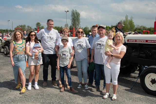 Wylie family members Carla, Nadine, Jake, Alan, Jean Calvin, Amanda , TJ, Trevor, Sienna And Sandra at the Allen Wylie Memorial Tractor Run from Letterkenny to Newtoncunningham on Saturday last  held to raise funds for the Good & New Cancer Bus.    Photo Clive Wasson