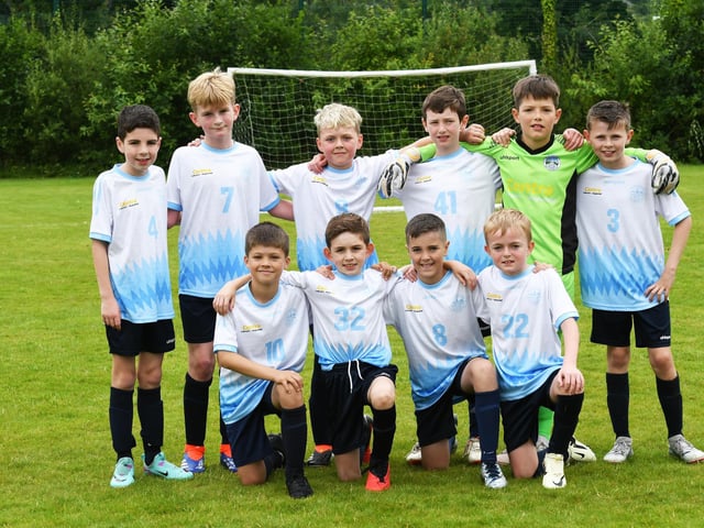 The Magherafelt Sky Blues under-10's team pictured at Oakgrove on Tuesday morning. (Photo: Keith Moore)