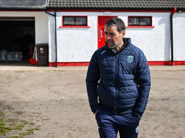 Manager Tiernan Lynch arrives for a Derry City training session at Find Insurance Celtic Park in Derry. Photo by Stephen McCarthy/Sportsfile