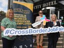 Pictured at the launch of the Derry Job Fair in the City Hotel are, from left, Ashley Russell-Cowan Department for Communities, Nicky Gilleece Derry City and Strabane District Council and Lorraine O’Malley Co-Ordinator Cross Border Partnership for Employment Services.