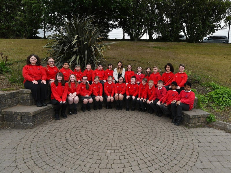 Mrs Fields pictured with her P7 class at Lisnagelvin Primary School.