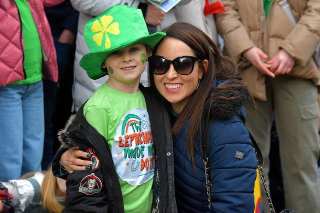 Revellers at the St Patrick’s Day parade, in Derry, on Friday afternoon. Photo: George Sweeney. DER2311GS – 80