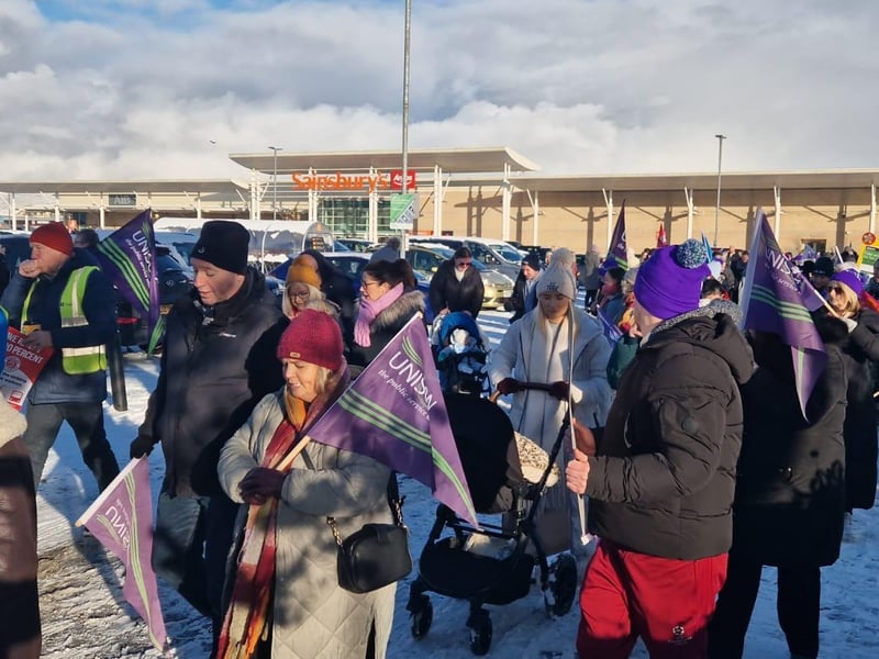 Striking public sector workers in Derry.