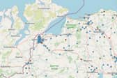 A map showing a cluster of accidents around Derry.