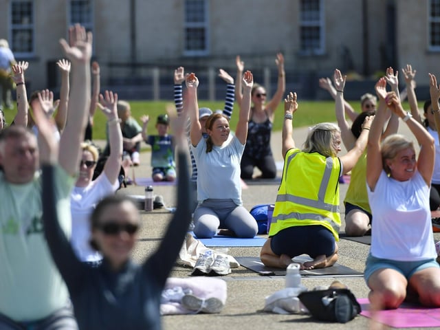 There was a large turnout, in Ebrington Square on Saturday morning, for the Northlands Well Being Yoga event lead by John Bell. The event was part of the Northlands 50th Anniversary Celebrations. Photo: George Sweeney