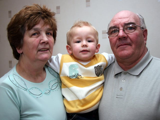 Joshua pictured with his granny Margaret and granda John on the occasion of his 3rd birthday 0006JML : Parties and nights out in March 2006