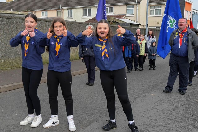 Scouts from St Mary's Creggan group enjoy the Annual Errigal Scout County Founders Day Parade on Sunday afternoon last. Photo: George Sweeney