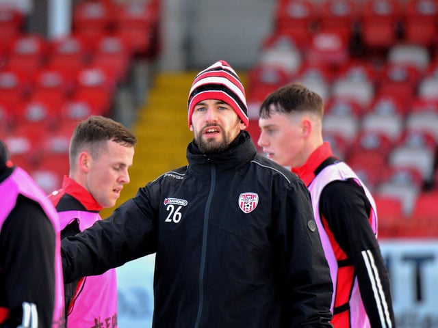 Derry City's new goalkeeper Tadhg Ryan pictured during training at the Brandywell yesterday afternoon. Picture by George Sweeney. DER2304GS -03
