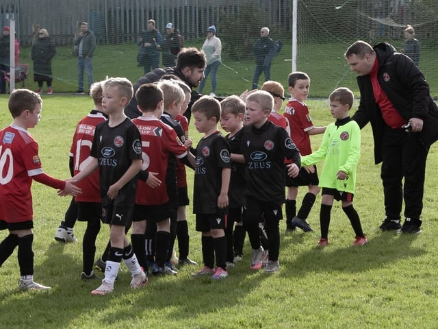Handshakes all round at Saturday's 2017s Sean O'Kane Memorial Cup at St. Joseph's Boys School.