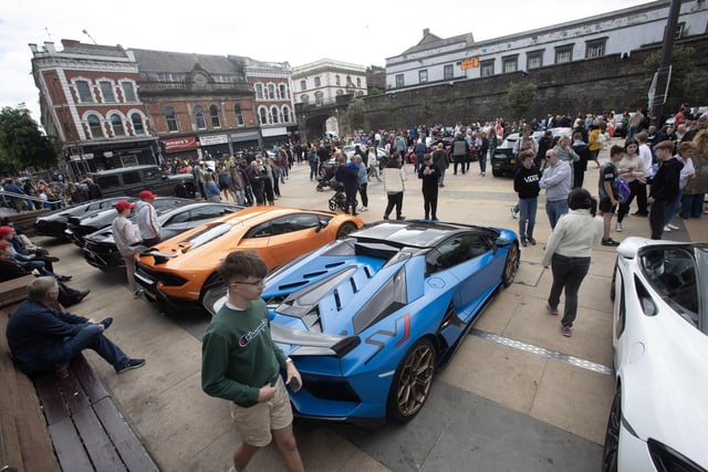 SIUPERCAR SATURDAY. . . .The scene in Guildhall Square on Saturday.