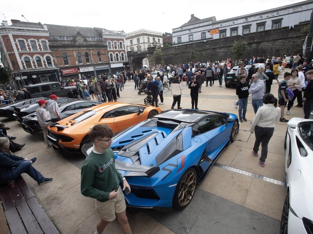 SIUPERCAR SATURDAY. . . .The scene in Guildhall Square on Saturday.