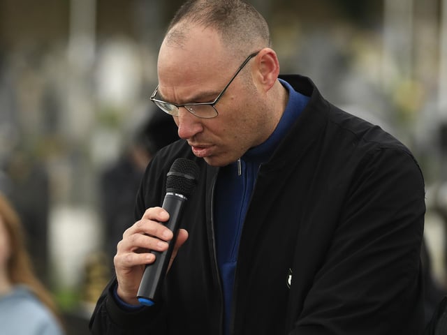 Derry Republican Barry Millar speaking at the Saoradh Easter Commemoration. (Photo - Tom Heaney, nwpresspics)