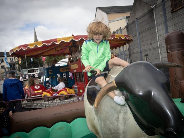 Fun on the Ragin Bull at the Feile '25s Party in the Park (Big Bog BBQ) in Pilot's Row on Saturday. (Photos: Jim McCafferty Photography) : .