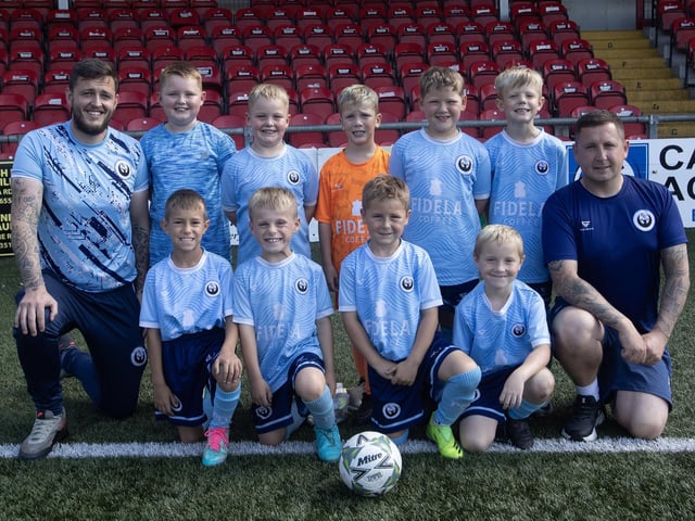 The Portstewart FC u-7s who played in Thursday's Feile 2025 Annual Ryan McBride Cup at the Brandywell. (Photos: Jim McCafferty Photography)
